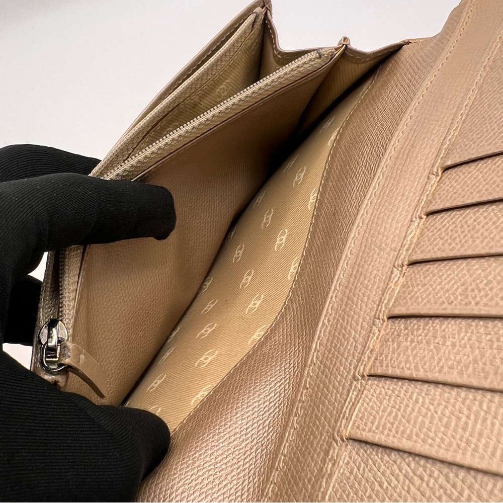 Authentic CHANEL CC Champagne Beige Leather Bifold Long Wallet - Picture 10 of 13